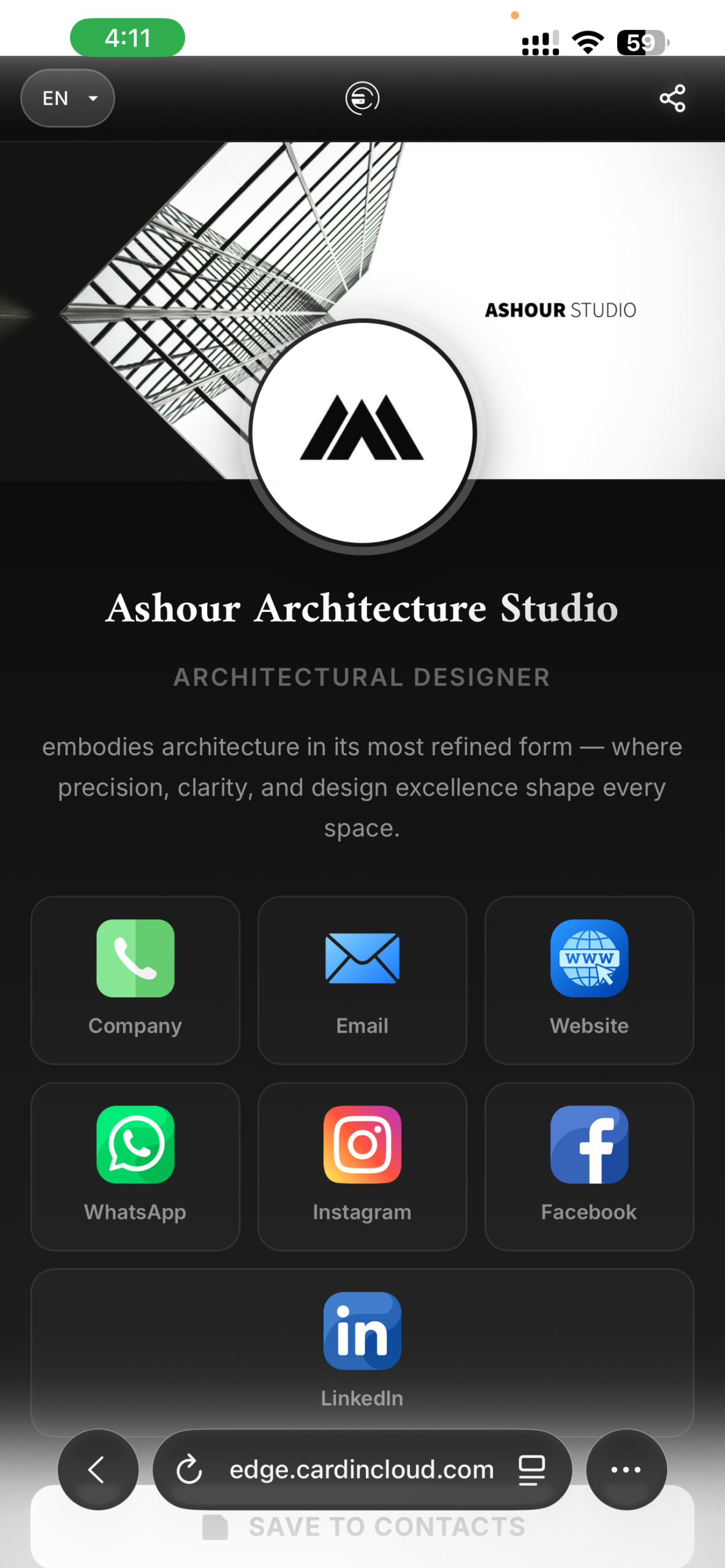 Company profile preview on mobile phone