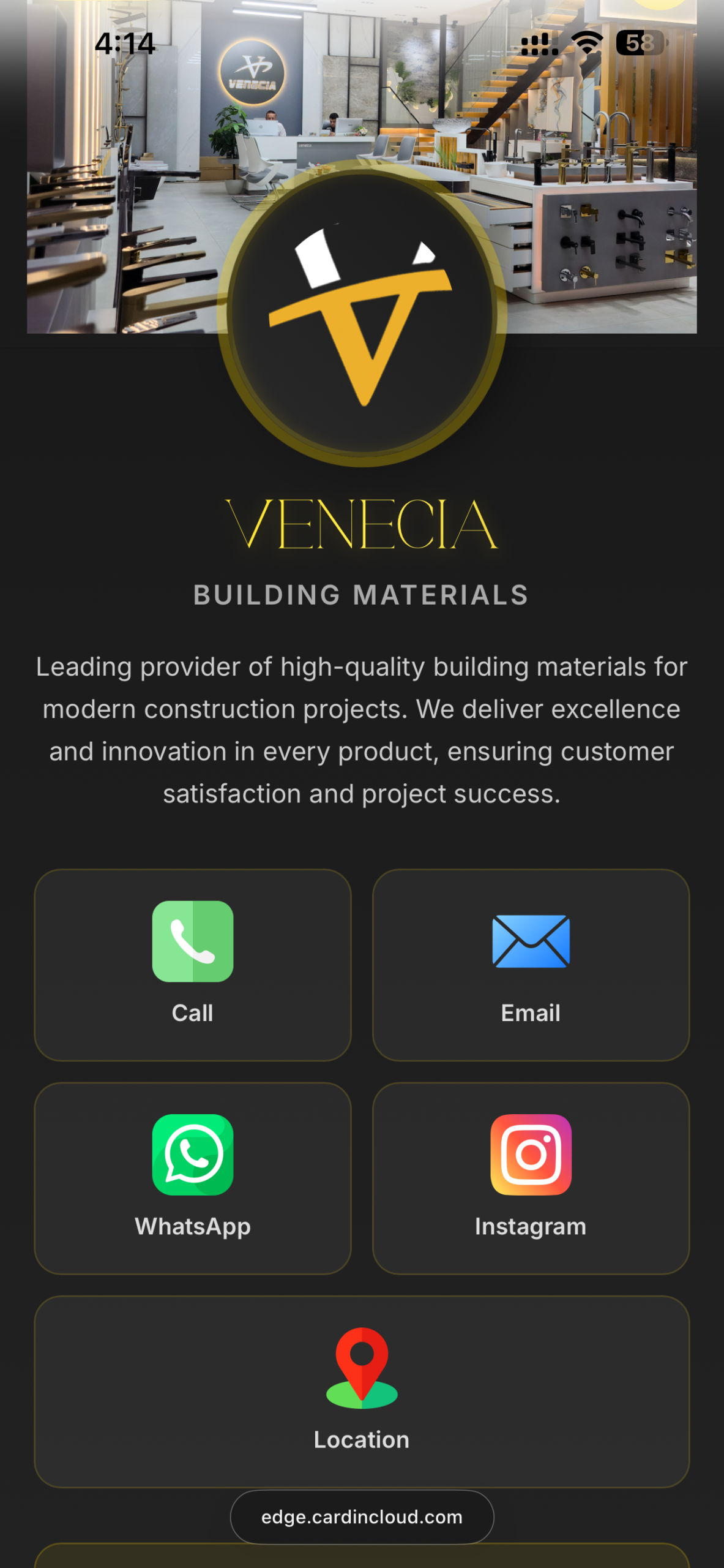 CardInCloud profile preview on mobile phone